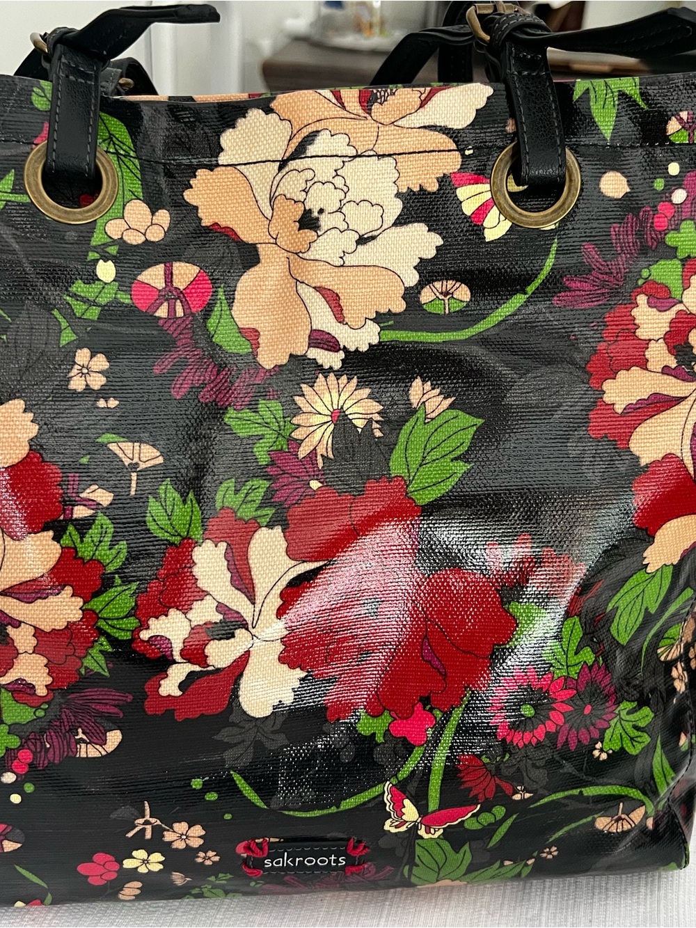 Sakroots Black Floral Multi-Color Tote